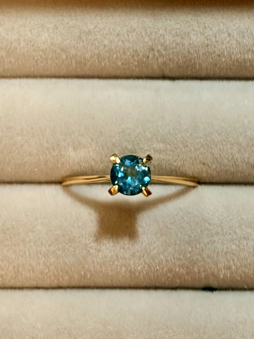 Linjer 14k Gold Ring - London Blue Topaz